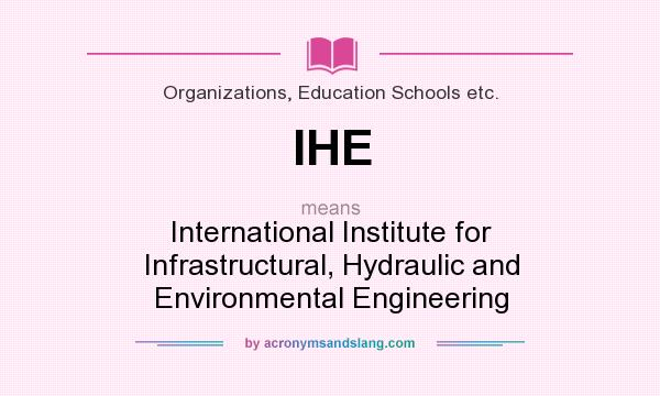 What does IHE mean? It stands for International Institute for Infrastructural, Hydraulic and Environmental Engineering