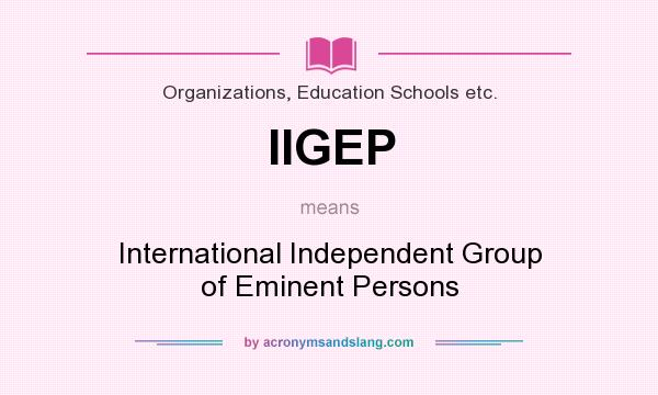 What does IIGEP mean? It stands for International Independent Group of Eminent Persons