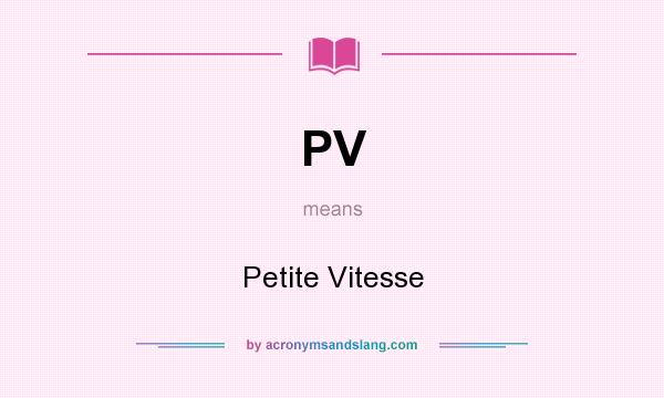 What does PV mean? It stands for Petite Vitesse