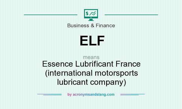 What does ELF mean? It stands for Essence Lubrificant France (international motorsports lubricant company)