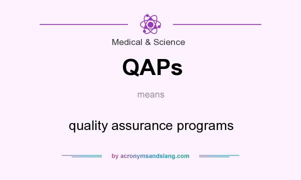 What does QAPs mean? It stands for quality assurance programs