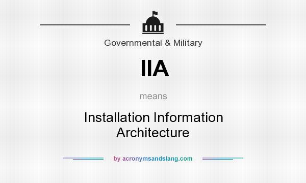 What does IIA mean? It stands for Installation Information Architecture