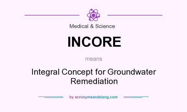 What does INCORE mean? It stands for Integral Concept for Groundwater Remediation