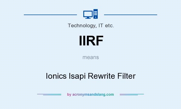 What does IIRF mean? It stands for Ionics Isapi Rewrite Filter