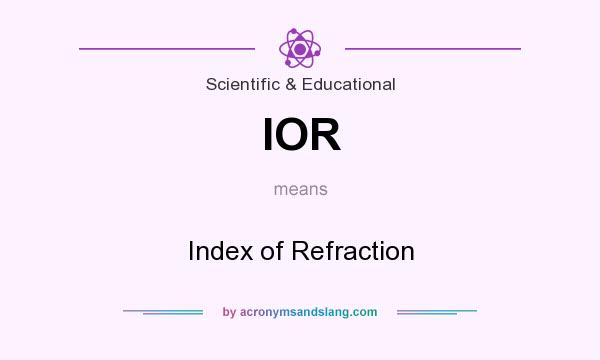 What does IOR mean? It stands for Index of Refraction