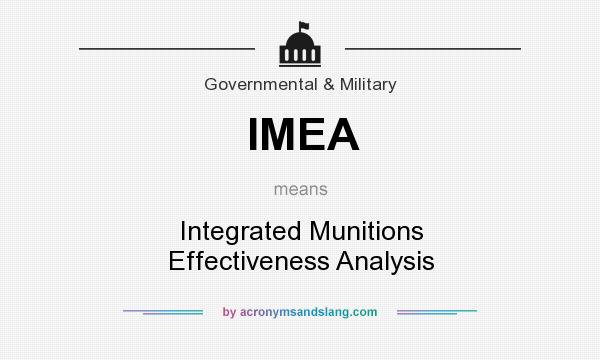 What does IMEA mean? It stands for Integrated Munitions Effectiveness Analysis