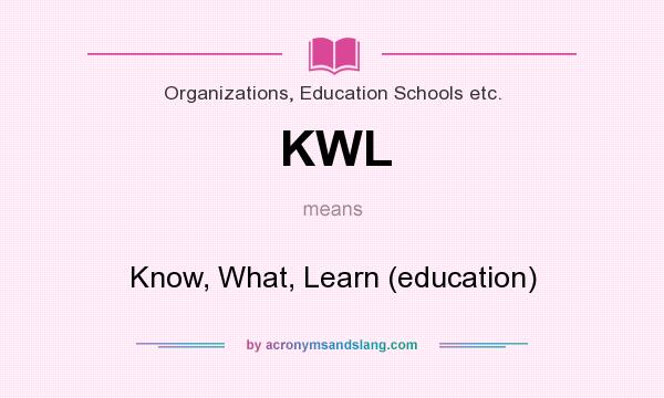 What does KWL mean? It stands for Know, What, Learn (education)