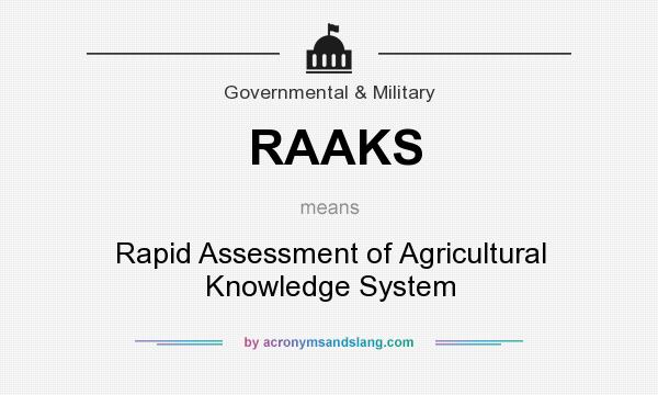 What does RAAKS mean? It stands for Rapid Assessment of Agricultural Knowledge System