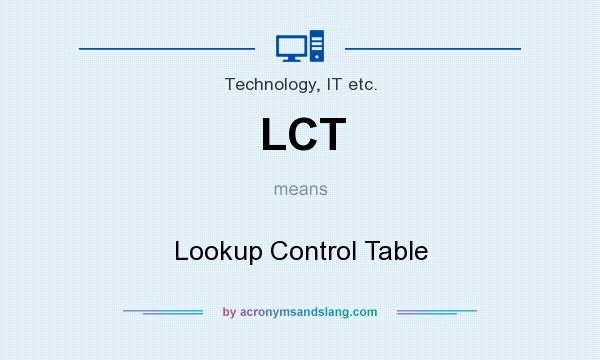 What does LCT mean? It stands for Lookup Control Table