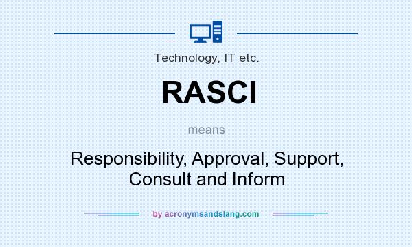 What does RASCI mean? It stands for Responsibility, Approval, Support, Consult and Inform