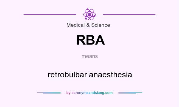 What does RBA mean? It stands for retrobulbar anaesthesia
