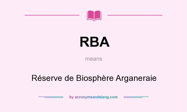 What does RBA mean? It stands for Réserve de Biosphère Arganeraie