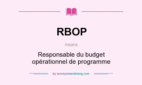 What does RBOP mean? It stands for Responsable du budget opérationnel de programme