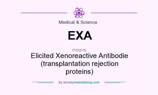 What does EXA mean? It stands for Elicited Xenoreactive Antibodie (transplantation rejection proteins)