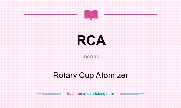 What does RCA mean? It stands for Rotary Cup Atomizer