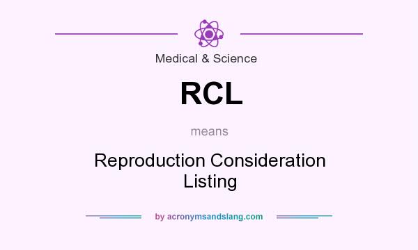 What does RCL mean? It stands for Reproduction Consideration Listing