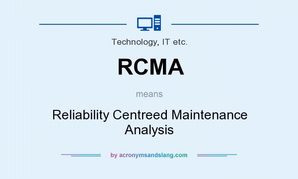 What does RCMA mean? It stands for Reliability Centreed Maintenance Analysis