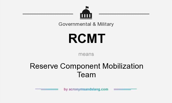 What does RCMT mean? It stands for Reserve Component Mobilization Team