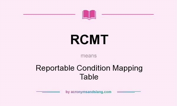 What does RCMT mean? It stands for Reportable Condition Mapping Table