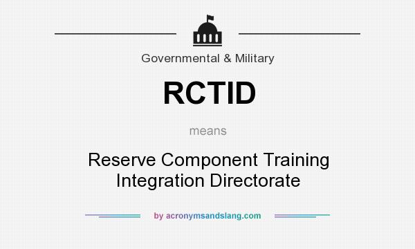 What does RCTID mean? It stands for Reserve Component Training Integration Directorate