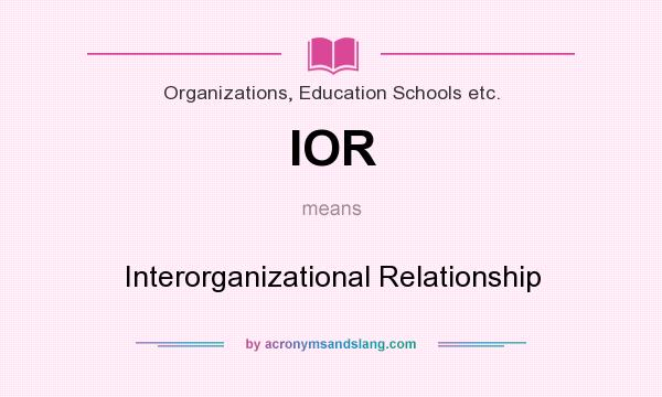 What does IOR mean? It stands for Interorganizational Relationship