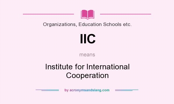 What does IIC mean? It stands for Institute for International Cooperation