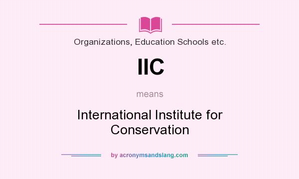 What does IIC mean? It stands for International Institute for Conservation