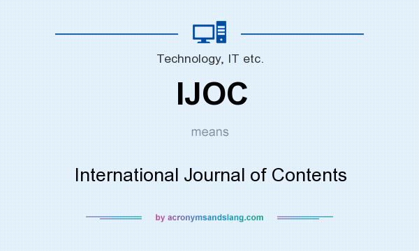 What does IJOC mean? It stands for International Journal of Contents
