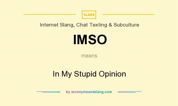 What does IMSO mean? It stands for In My Stupid Opinion