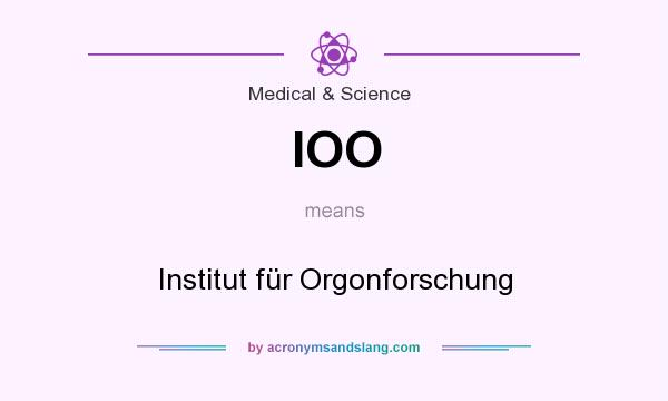 What does IOO mean? It stands for Institut für Orgonforschung