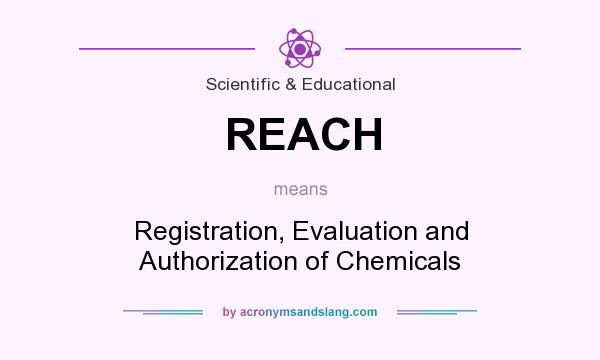What does REACH mean? It stands for Registration, Evaluation and Authorization of Chemicals