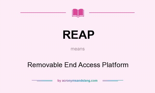What does REAP mean? It stands for Removable End Access Platform
