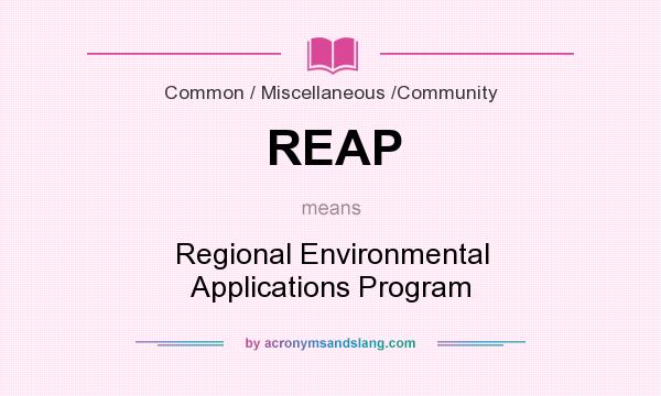 What does REAP mean? It stands for Regional Environmental Applications Program
