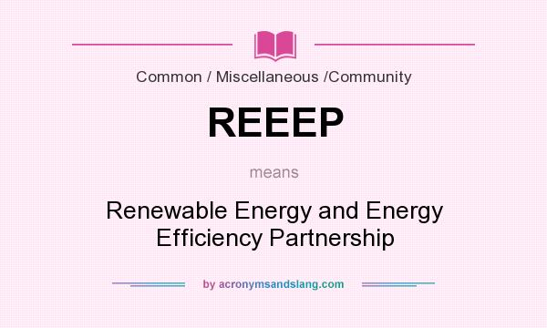 What does REEEP mean? It stands for Renewable Energy and Energy Efficiency Partnership