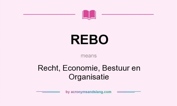 What does REBO mean? It stands for Recht, Economie, Bestuur en Organisatie
