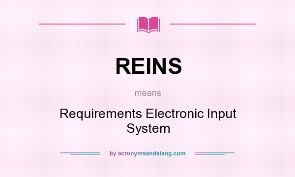 What does REINS mean? It stands for Requirements Electronic Input System