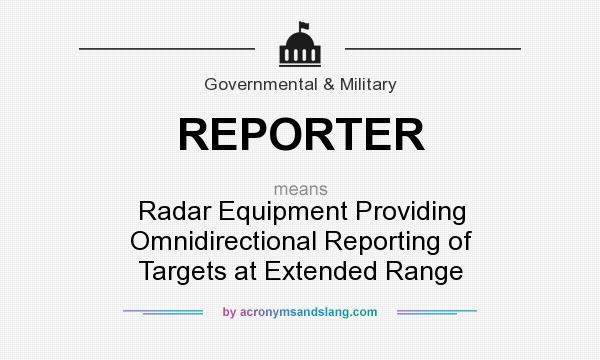 What does REPORTER mean? It stands for Radar Equipment Providing Omnidirectional Reporting of Targets at Extended Range