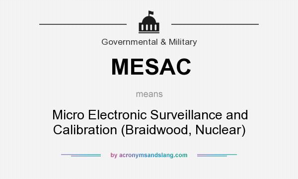 What does MESAC mean? It stands for Micro Electronic Surveillance and Calibration (Braidwood, Nuclear)