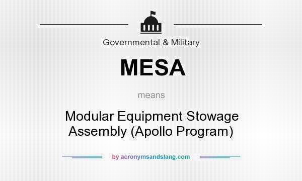 What does MESA mean? It stands for Modular Equipment Stowage Assembly (Apollo Program)
