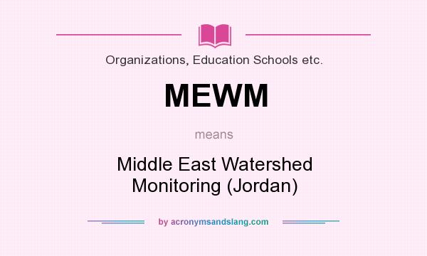 What does MEWM mean? It stands for Middle East Watershed Monitoring (Jordan)