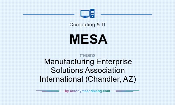 What does MESA mean? It stands for Manufacturing Enterprise Solutions Association International (Chandler, AZ)