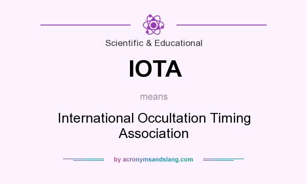 What does IOTA mean? It stands for International Occultation Timing Association