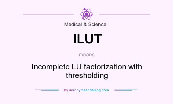 What does ILUT mean? It stands for Incomplete LU factorization with thresholding