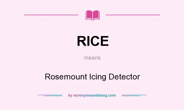 What does RICE mean? It stands for Rosemount Icing Detector