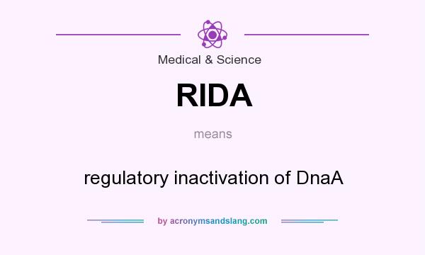 What does RIDA mean? It stands for regulatory inactivation of DnaA
