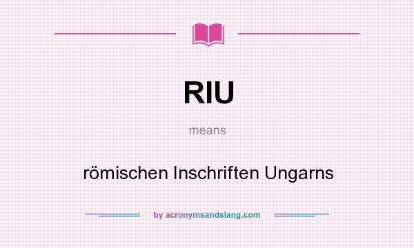 What does RIU mean? It stands for römischen Inschriften Ungarns