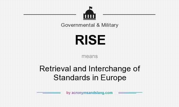 What does RISE mean? It stands for Retrieval and Interchange of Standards in Europe