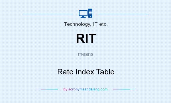 What does RIT mean? It stands for Rate Index Table