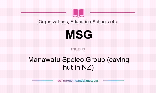 What does MSG mean? It stands for Manawatu Speleo Group (caving hut in NZ)