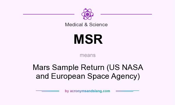 What does MSR mean? It stands for Mars Sample Return (US NASA and European Space Agency)